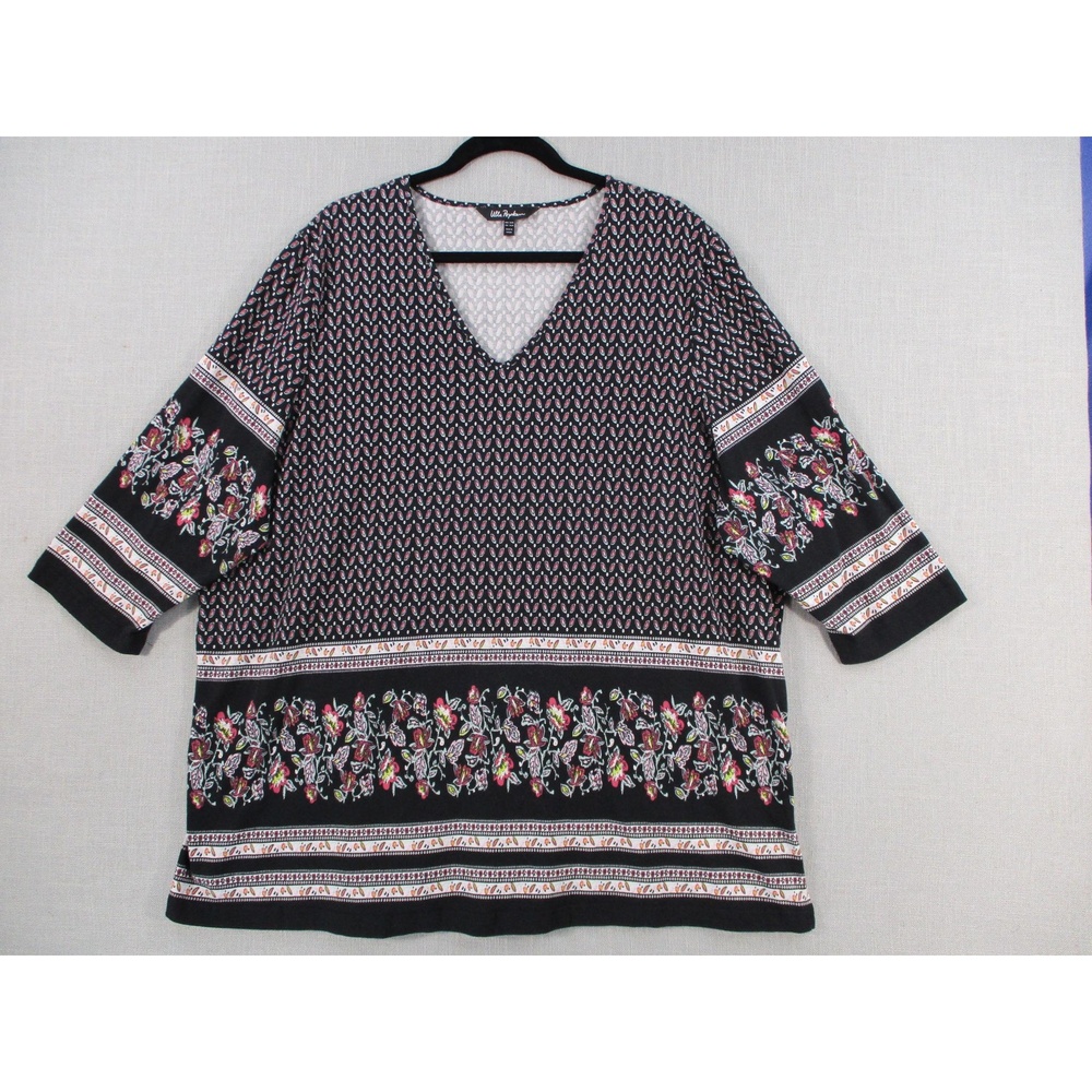 Ulla Popken‎ Black Multi Trendy Plus Size Floral Geometric Blouse  Size US 18/20